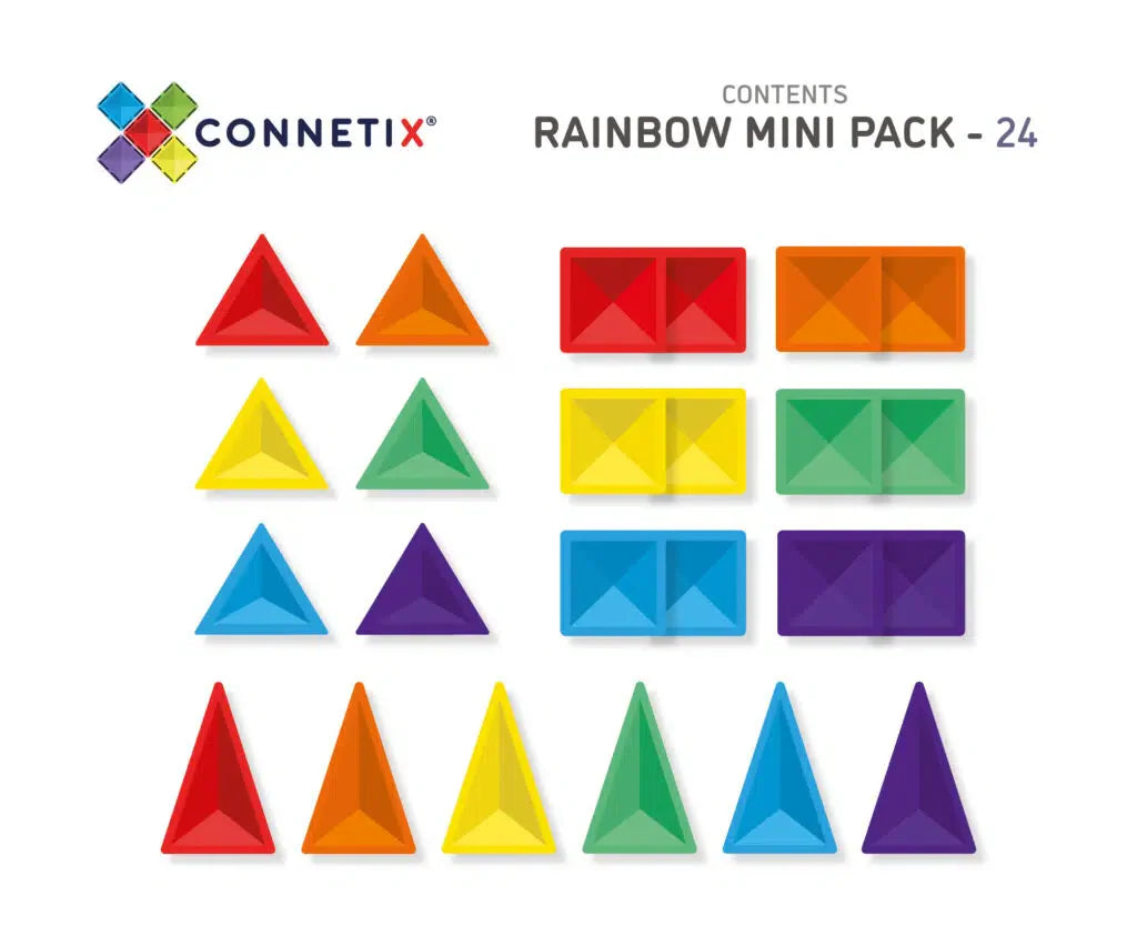 Connetix Tiles 24 Piece Rainbow Mini Pack