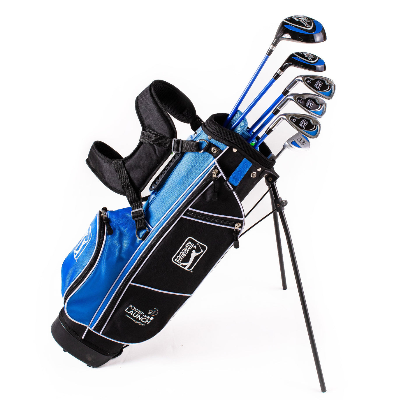Golfgen™ PGA TOUR Youth Golf Club Set – 10-Piece Left-Handed Junior Golf Club Set for Ages 8-12 – Beginner Golf Clubs for Kids with Lightweight Stand Bag, Hybrid, Wedge & Mallet Putter