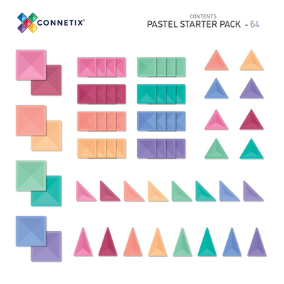 Connetix Tiles 64 Piece Pastel Starter Pack