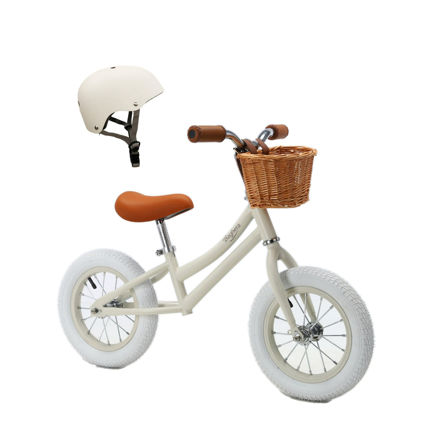 Bicycle BALANCE BIKE Ivory White + Helmet