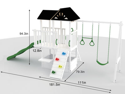 Craftsman Modern Outdoor Swing Set | Wooden Backyard Swing Frame for Kids
