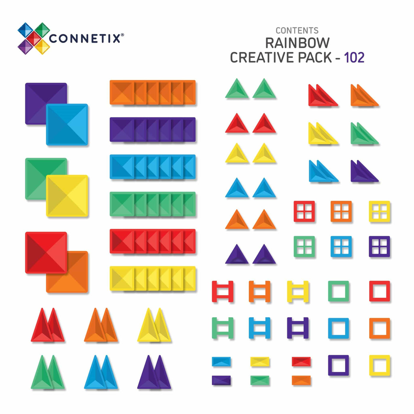 Connetix Tiles 102 Rainbow Piece Creative Pack