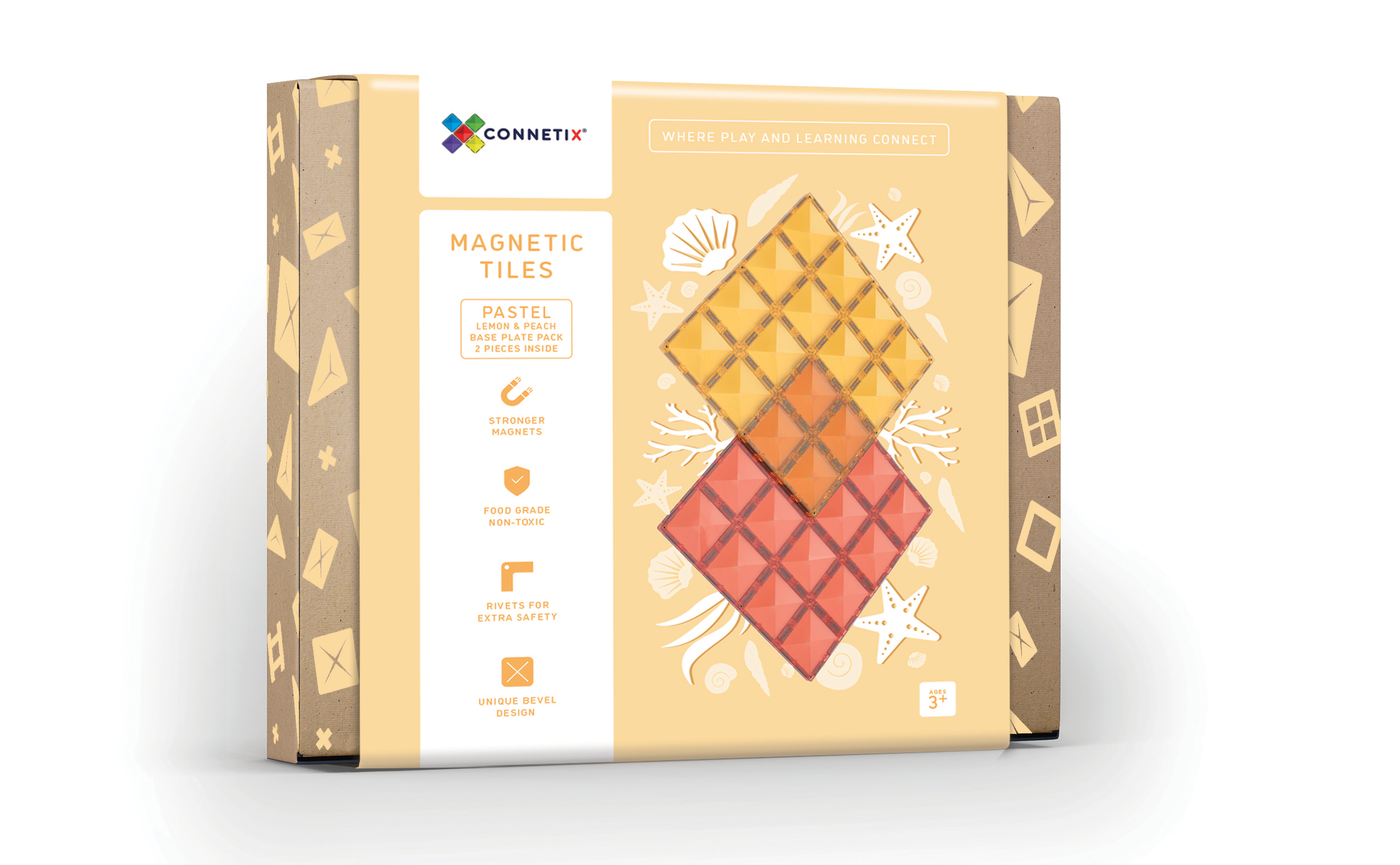 Connetix Tiles 2 Piece Base Plate Lemon & Peach Pack