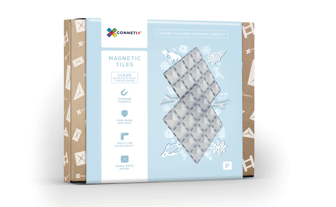 Connetix Tiles 2 Piece Clear Base Plate Pack