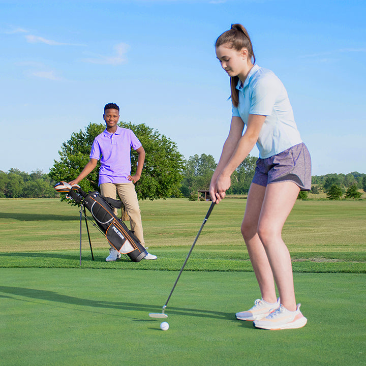 Golfgen™ PGA TOUR Youth Golf Club Set – 10-Piece Left-Handed Junior Golf Club Set for Ages 12+ – Beginner Golf Clubs for Kids with Lightweight Stand Bag, Hybrid, Wedge & Mallet Putter