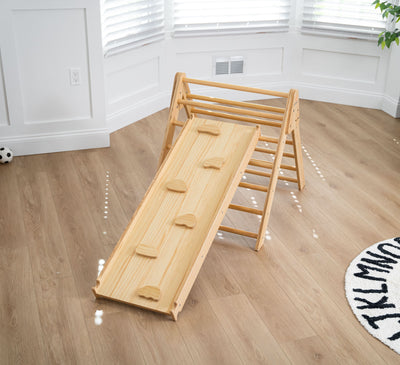 Bazel 6-in-1 Pikler Climber Set | Wooden Triangle, Rocker Arch & Slide for Toddlers