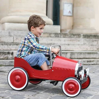 Ride-On Classic Pedal Car - Red & White Wheels