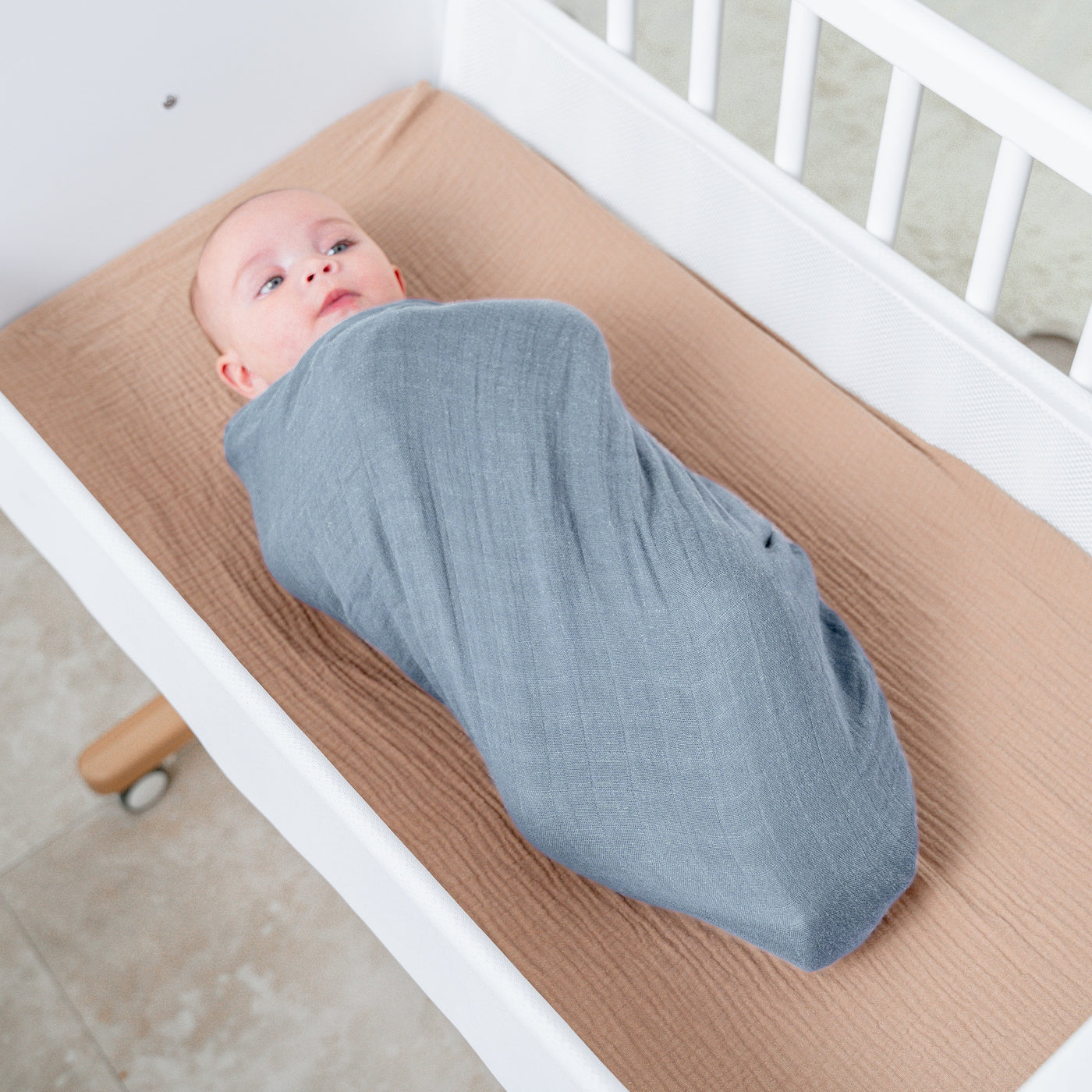 Muslin Swaddle Blanket, 1 Pack by Comfy Cubs in Pacific Blue with Custom Options