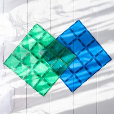 Connetix Tiles 2 Piece Base Plate Blue & Green Pack