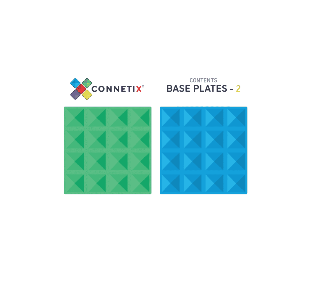 Connetix Tiles 2 Piece Base Plate Blue & Green Pack