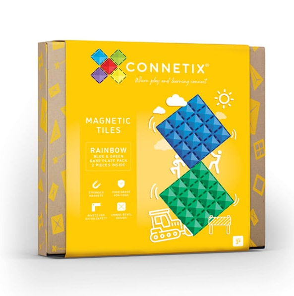 Connetix Tiles 2 Piece Base Plate Blue & Green Pack